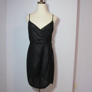 Silence + Noise Urban Outfitters Wrap-Hem Black Metallic Shimmery Dress Size M